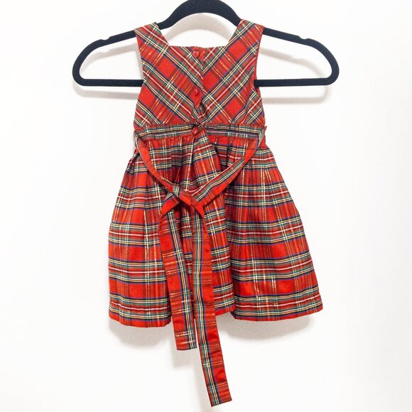 Jona Michelle Plaid Dress Girl's Size 2 Party Christmas Holiday Sleeveless Belt - Picture 4 of 6